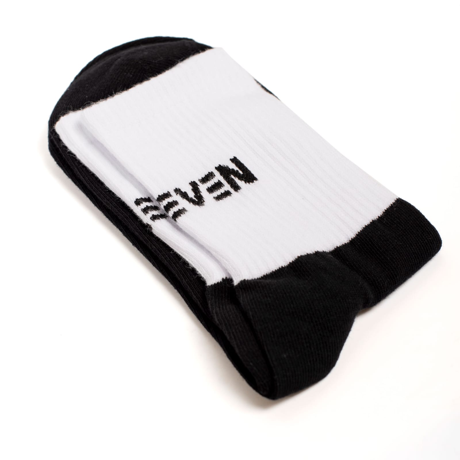 BXELEVEN Branded Socks — Classic White / Black — view 2